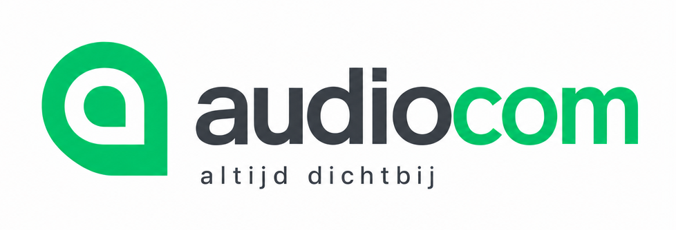 Nieuw Audiocom logo met beeldmerk