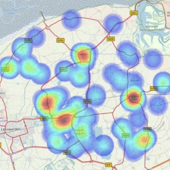 Politie-kaart met inbraak-hotspots in de regio